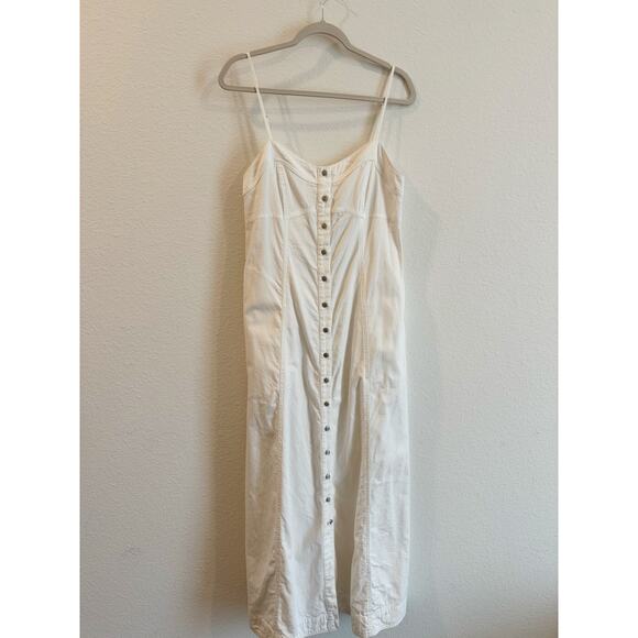 Free People Just Jill White Button Front Maxi Dress Cottage Style Size Small - Picture 4 of 9